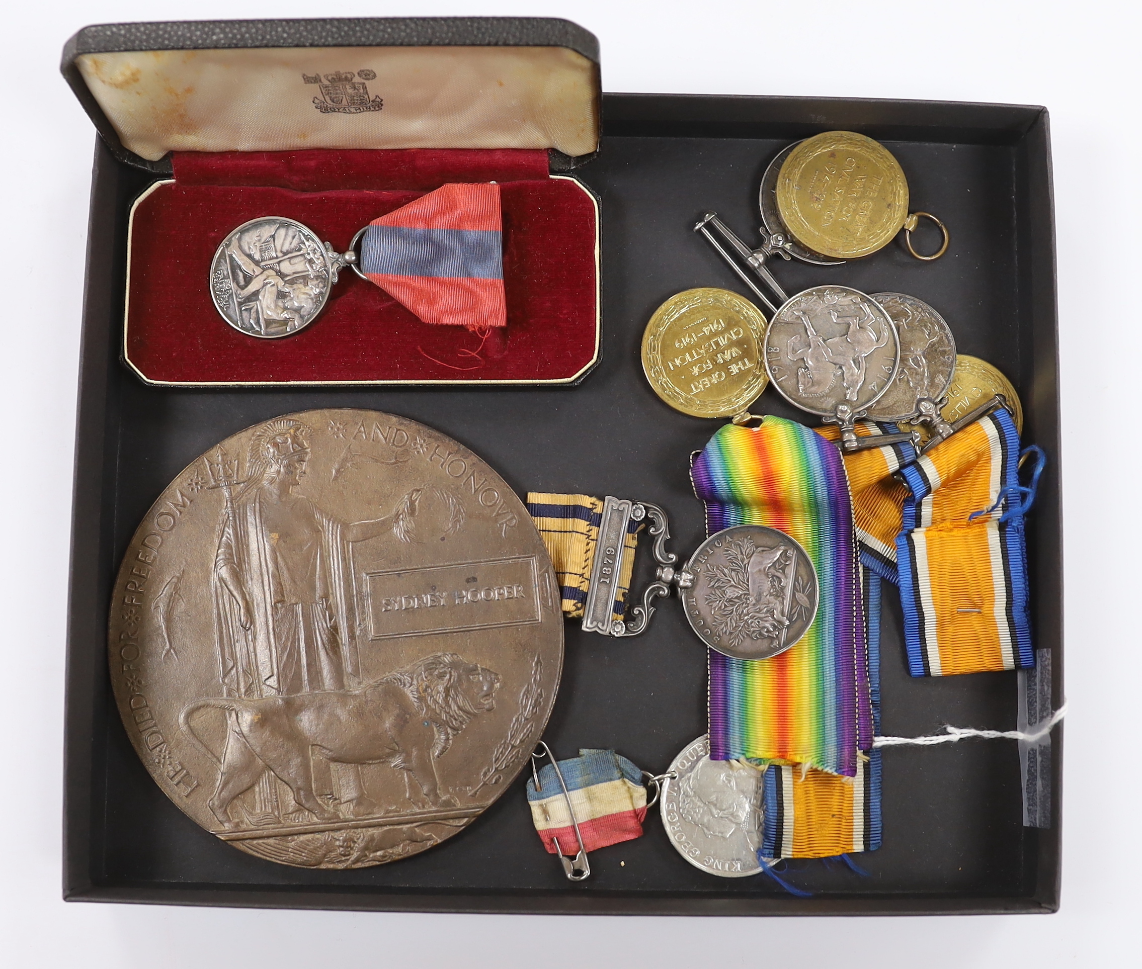 Nine military medals including a Queen’s South Africa medal, 1879, to Cdrpl. John Leslie 3rd Battalion 60th Foot Regiment
